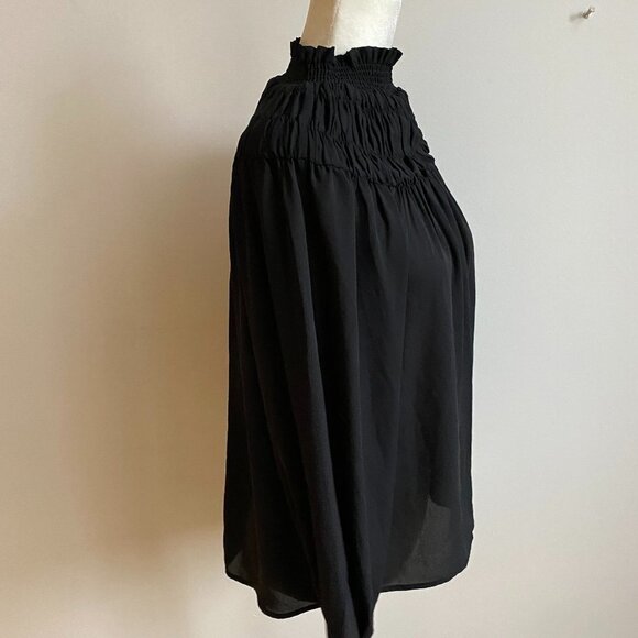 CHELSEA28 BNWT Black Sz XSmall Blouse Mock Neck Ruffles Long Sleeve - Picture 2 of 5